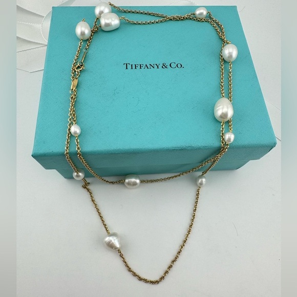 Tiffany & Co. 18k Gold Elsa Peretti® Pearls by the Yard Sprinkle Necklace 36" - Picture 6 of 6